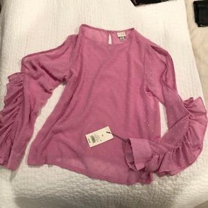 NWT 🤍 - Pink Dotted, Textured Dress Shirt/Blouse